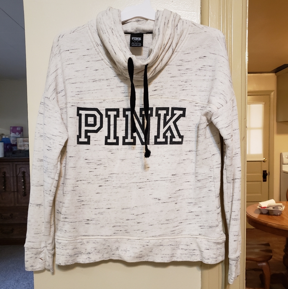 Victoria's Secret PINK grey & black cowl neck graphic hoodie in great condition